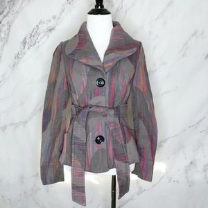 Anthropologie Cidra Grey Tie Belted Waist Jacket \